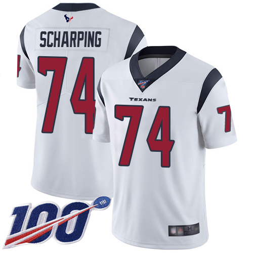 Houston Texans Limited White Men Max Scharping Road Jersey NFL Football #74 100th Season Vapor Untouchable